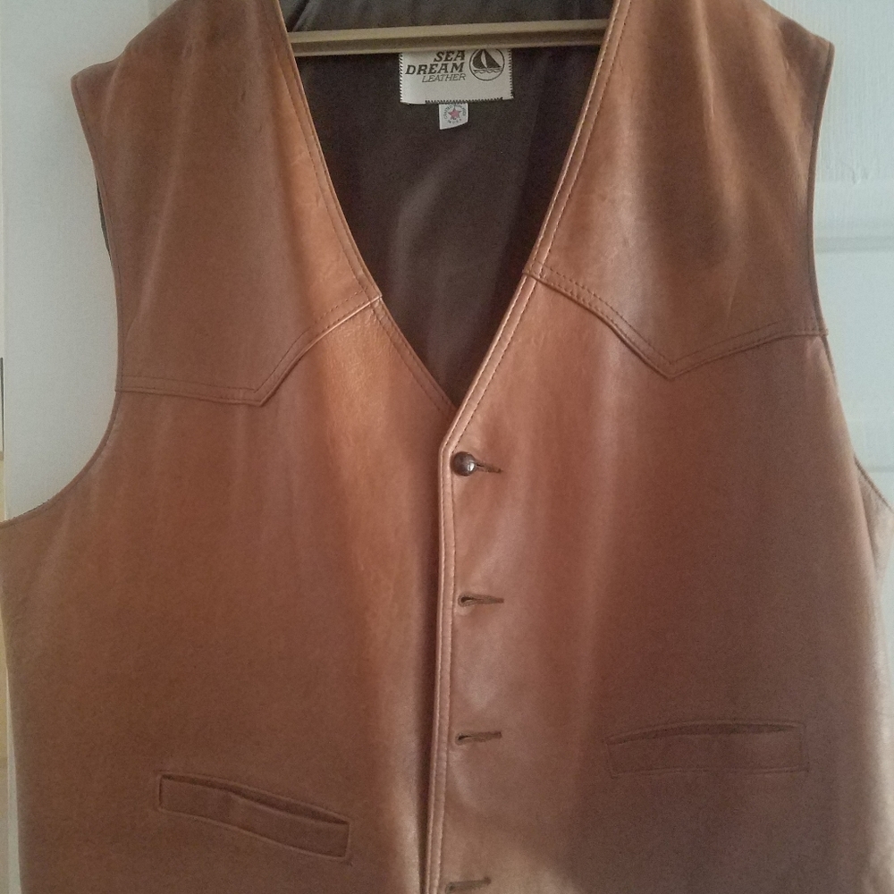 Mens leather vest